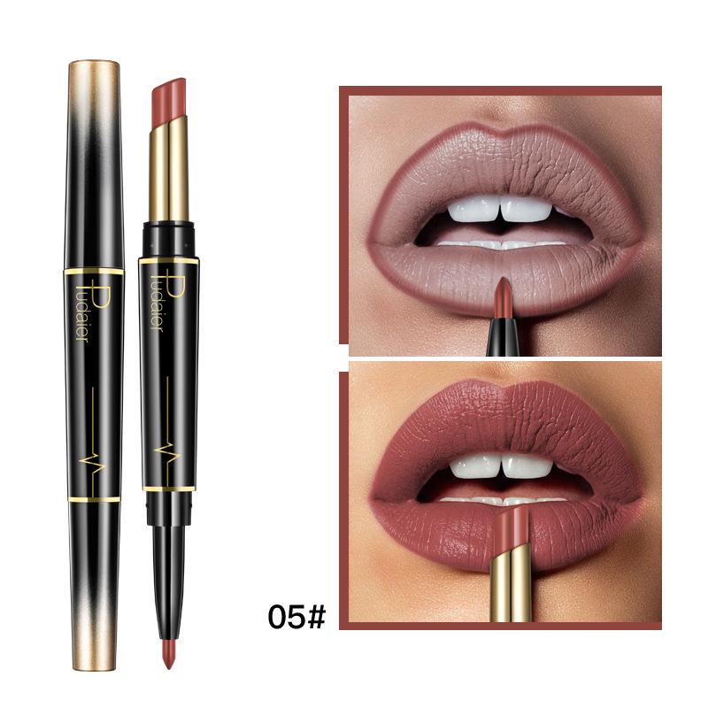 2 IN 1 Lip Liner Lipstick Matte Velvet Natural Nude Lipstick Pencil Highly Pigmented Long Lasting Lip Liner Makeup Cosmetics