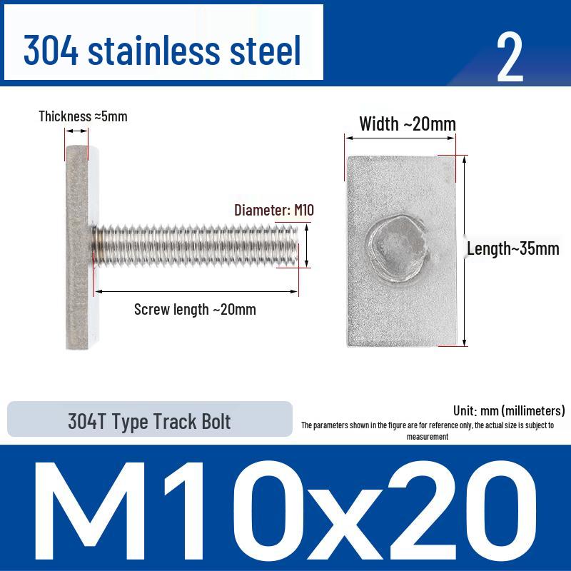 Custom 304 Stainless Steel T-Slot Irregular Rectangular T-Bar Bolt M6/M8