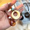 Resin Circle Long Geometric Necklace Modern Minimalist Pendant for Women Layered Statement Party Jewelry Gift for Girlfriend
