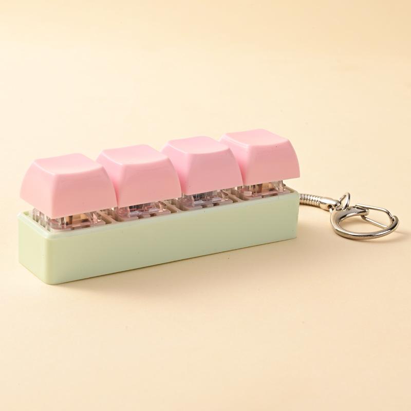 4 Keys Button Keycap Stress Relief Adult Fidget Toy Keychain 4 Keys Keyboard Fidget Gadgets Toys Diy Keyboard Keychain Toys