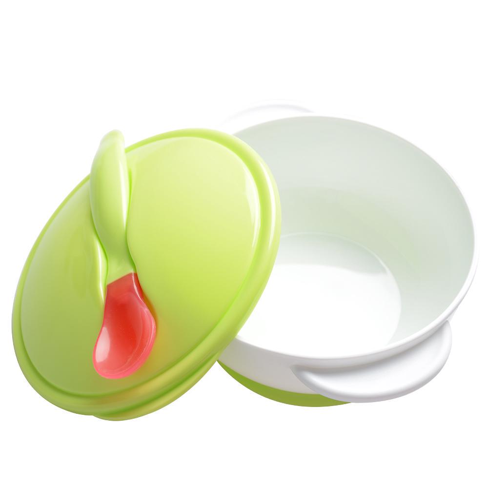 Baby med sklisikkert servise Temperaturfølende skål Matesug