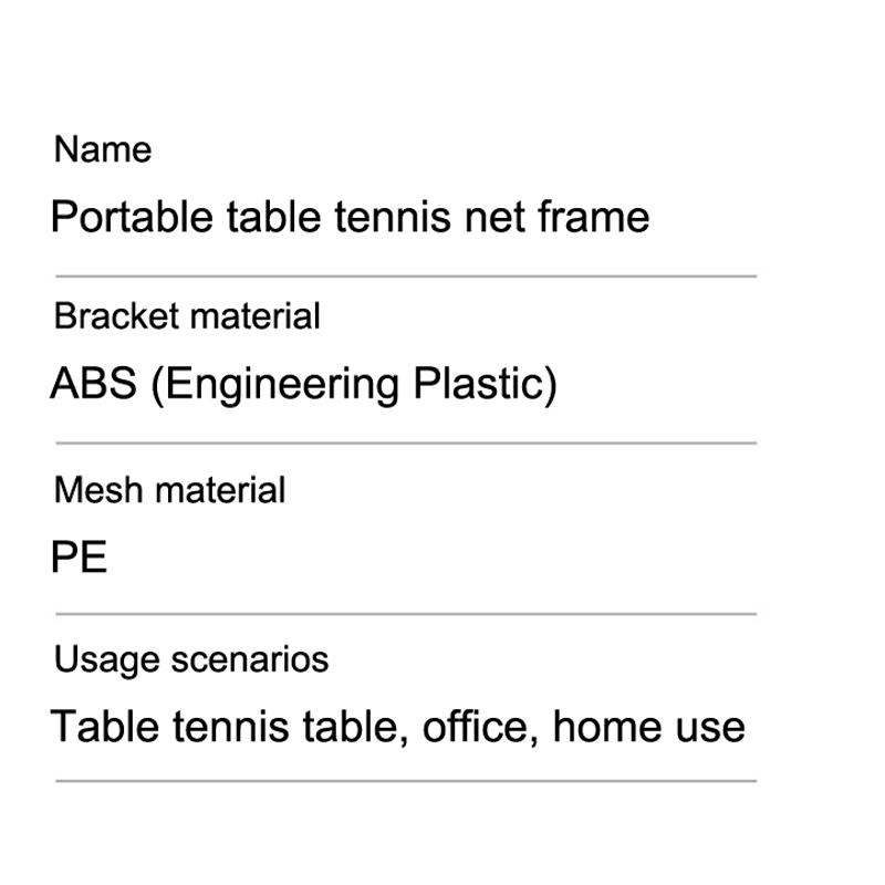 Přenosný stolní tenis Kryt sítě Měřidlo Výsuvný set na stolní tenis Záchytné stojany Nastavitelné nářadí Venkovní domácí sporty klip na