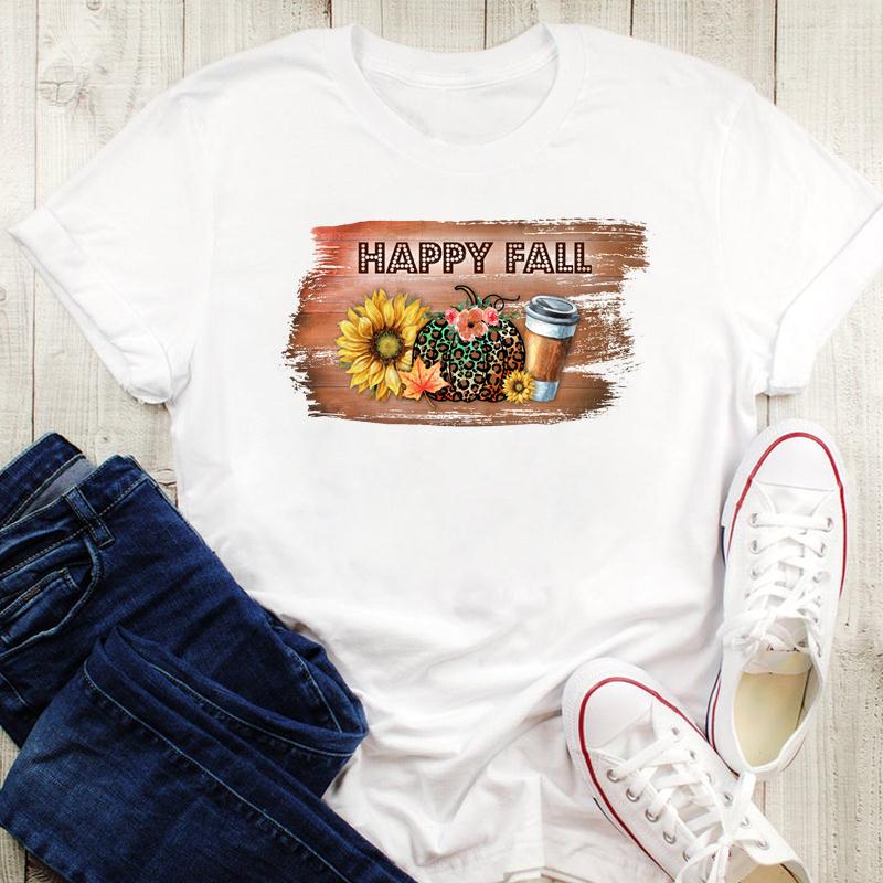 Damesebluse Grafisk trykk Gresskarstil Kaffe Krydder T-skjorter Høst Høst Halloween Oversized T-skjorte Dame 90-talls Tegneserie Topper