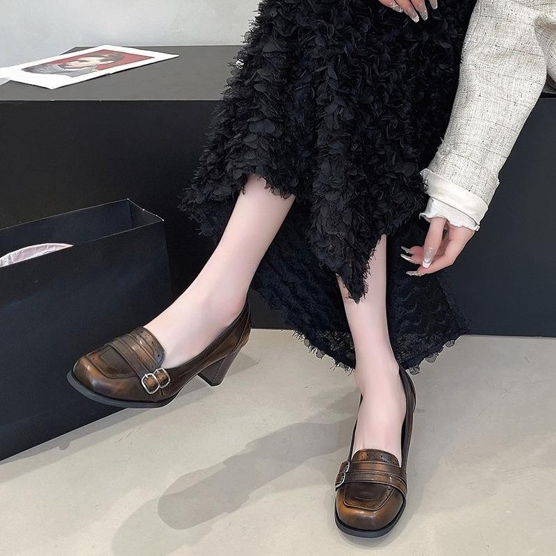 2026 New Women's Leather High Heels Fashionable  Women's Office Banquet Outdoor Activities