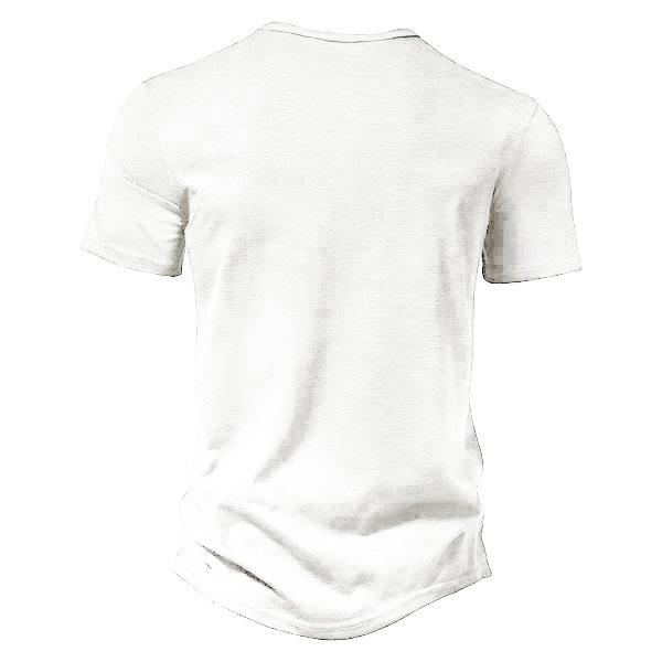 Heavyweight Bamboo Henry Collar Men's T-shirt Short-sleeved Summer Casual American Big Size Solid Colour Men's Button Up Tops