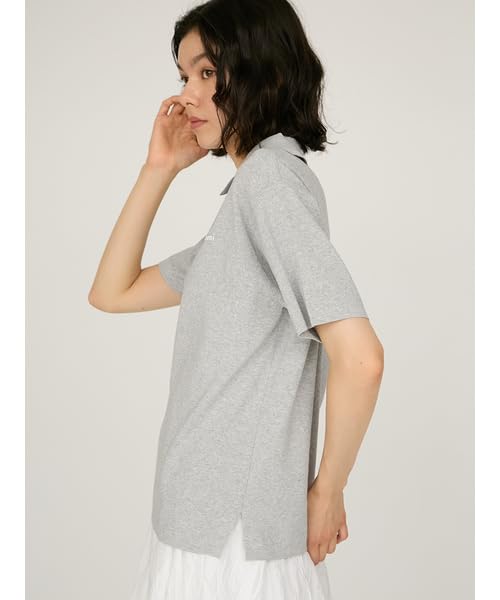 Emi Logo Knit Polo Free Size Top, 13WNT254051, Women's, LGRY,