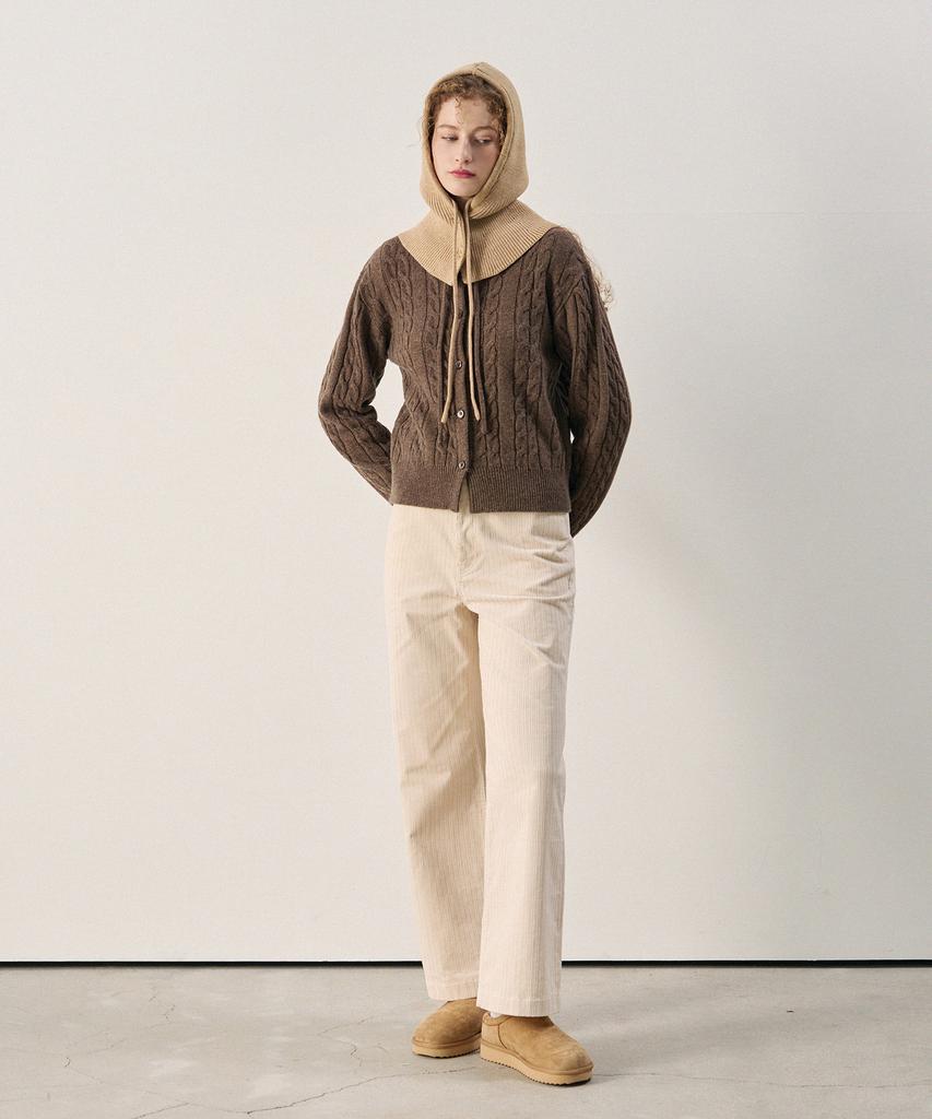 Deuloupisumeon Wool Knit Button Balaclava [Beige]