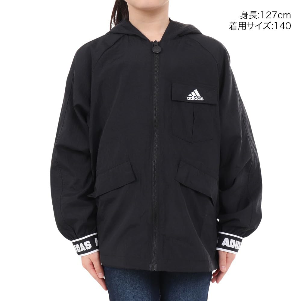 Adidas Dance Woven Windbreaker J130 Jacket, Kids' KOS66, Black/White (IN1904),