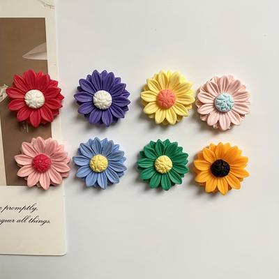 8Pcs Sunflower Magnet for Refrigerator, Colorful Resin, Creative, Home Decoration, Gifts, 8PCs
