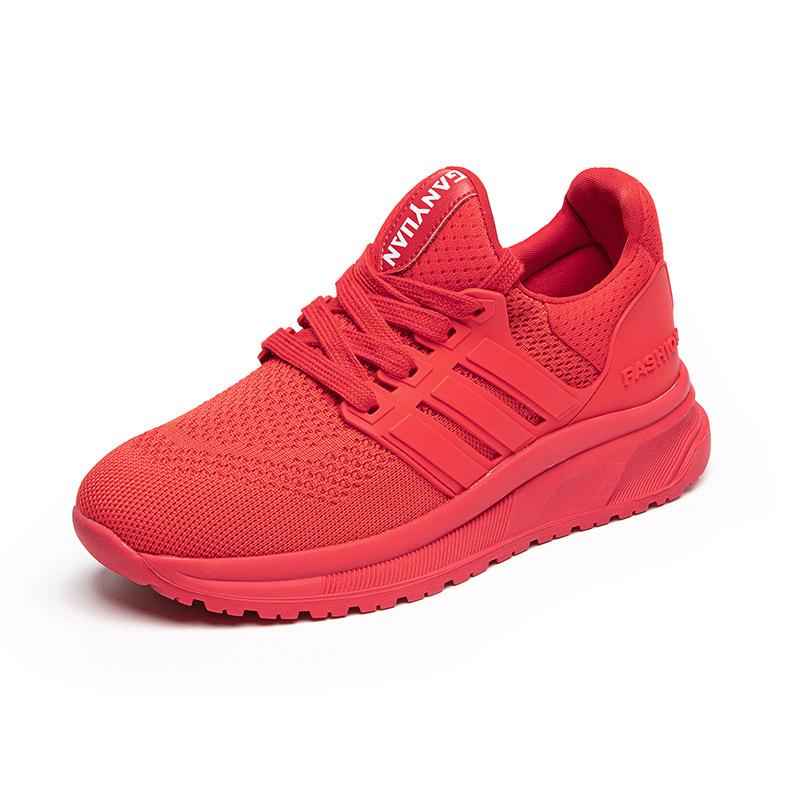 Czerwony Rok Zodiaku Latające Tkane Buty Sportowe Damskie Wiosenne Wysoko Elastyczne Miękka Podeszwa Buty do Tańca dla Mamy Lekkie Podróżne Małe Czerwone Buty