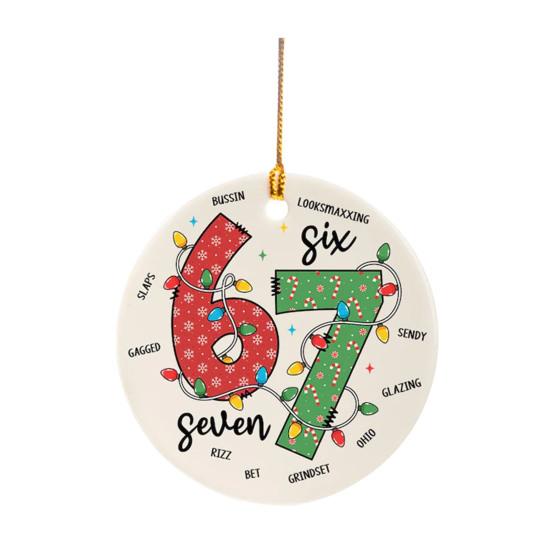 Der Weihnachtsmann sagt Sechs Sieben Ornament Acryl Weihnachtsbaumdeko mit einzigartigem Spruch Festliche Feiertags-Hängedekoration