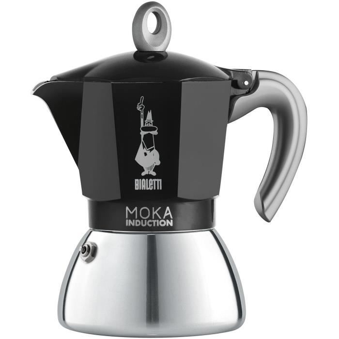 Cafetiere italienne - BIALETTI - NEW MOKA INDUCTION - 6 tasses - 0,28 L - Noir / Argent
