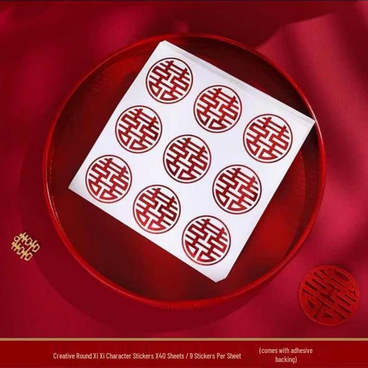 Self-Adhesive Double Happiness Stickers for Newlywed Room and Bride's Dowry Decoration