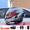 Full Face Motorcycle Helmet With Dual Visor Winter Warm Lining Bluetooth Slot Scooter Riders Men Women All Season