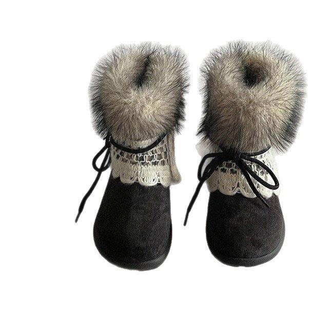 Mao Mao boots snow boots winter thick-soled retro piled cute Mori Mao tube heightening niche warm cotton shoes