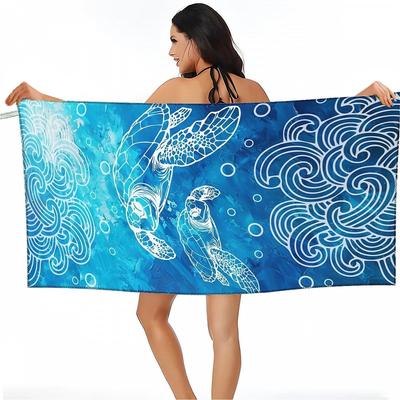 Sea Turtle Lines Pattern Beach Towel for Family Stuffs Friend Gift Quick-Dry Sand Free For Bath Yoga Beach Camping Swimming GYM