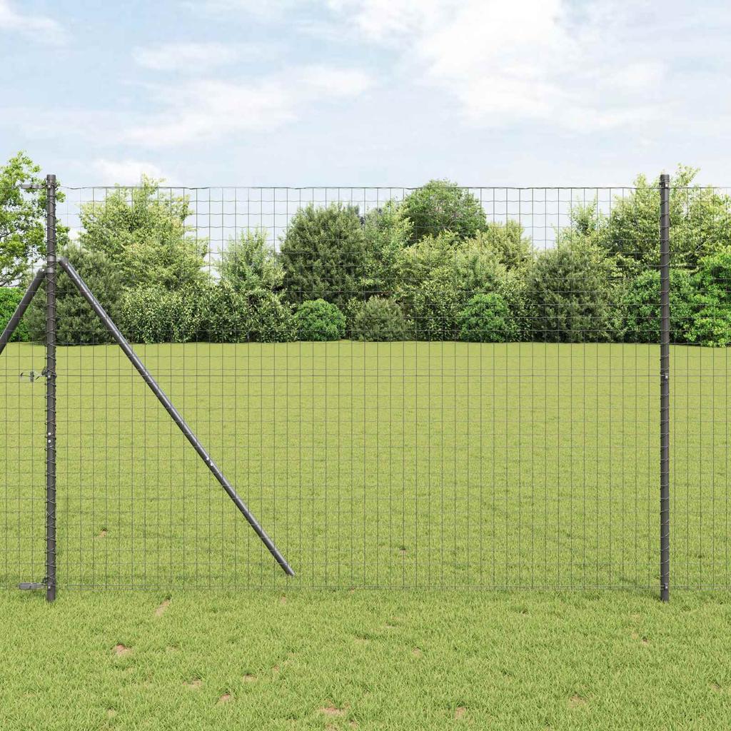 Fence Post Set 2 Pcs Grey Powder Coated Steel