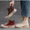 Johnature Spring Genuine Leather Women Flat Shoes Lace-up Handmade Leisure Comfortable Thick Soled Shoes