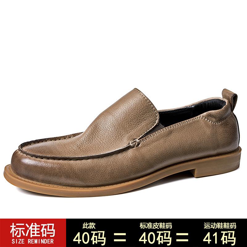 

Простые высококачественные кожаные мужские туфли Мужские повседневные кожаные туфли Модные универсальные мокасины с чехлом на одну педаль 45 темно-коричневого