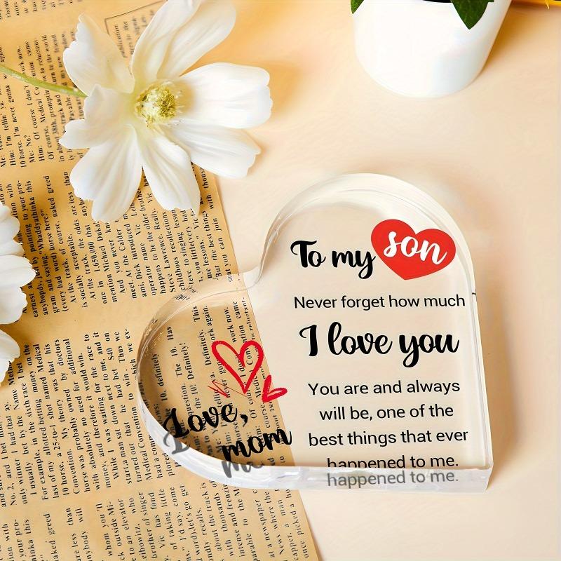 Dwuwymiarowa Płaska Serdeczna Pamiątka Akrylowa od Matki dla Syna, Dekoracja Biurka Tabliczka, Prezent na Dzień Matki, Nadaje się do dekoracji ścian, ganek, pokój, willa, akcenty Dom,