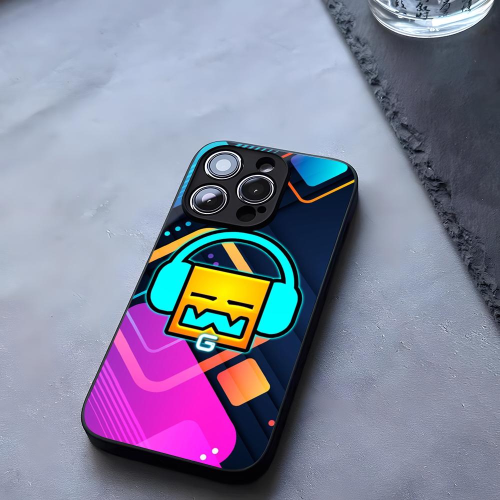 Geometry Dash Game Phone Case Tempered Glass For IPhone 17 13 14 16 12 15 11 Pro Max Plus Mini X XR SE2020 Coque