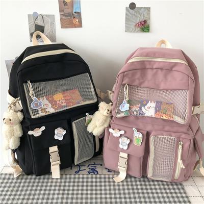 New Fashion Large-capacity Backpack Trendy See-Through Multiple Pockets Harajuku Style School Bag