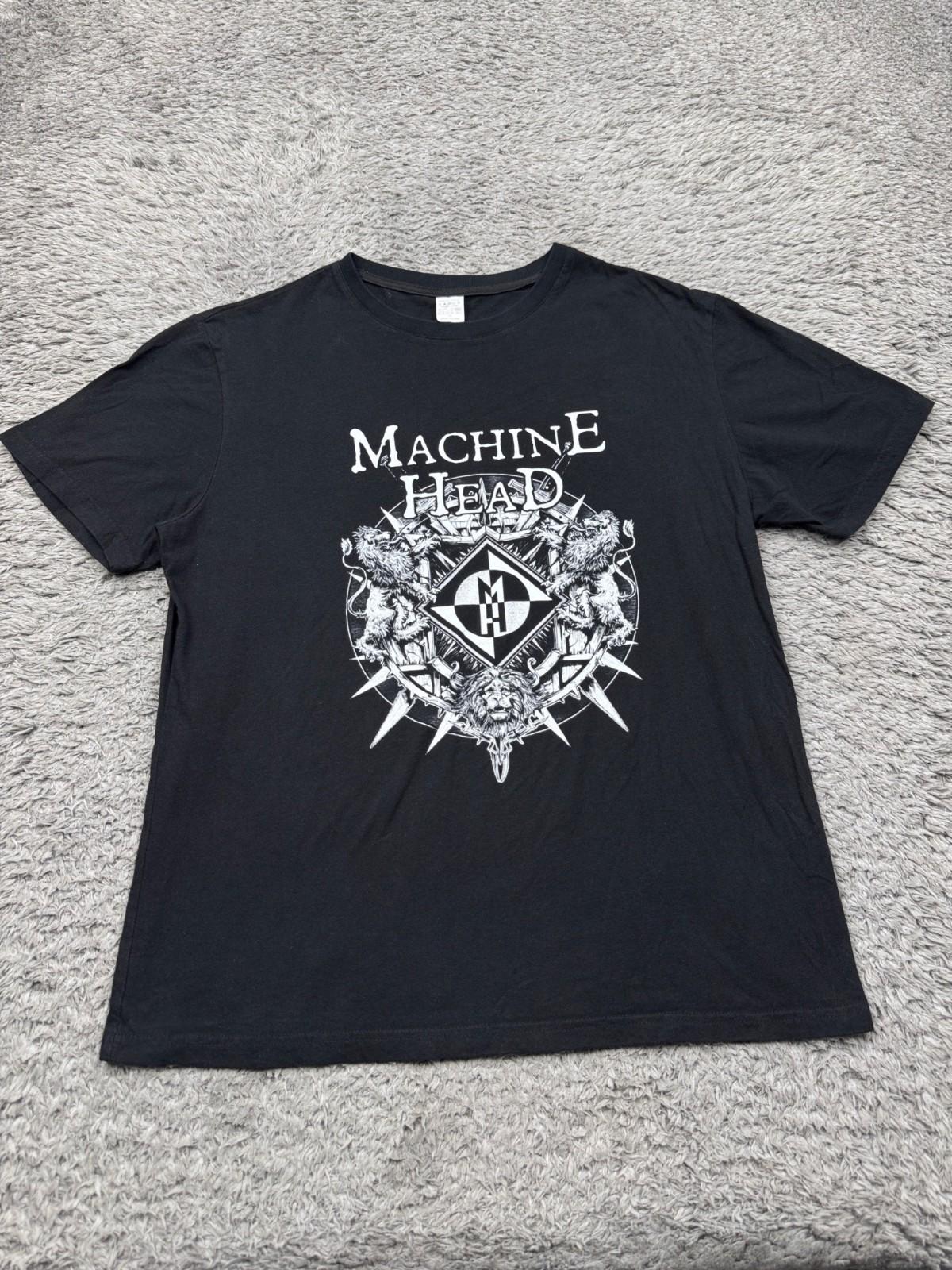 Machine Head Shirt Women Large Black Graphic Bloodstone & Diamonds Crest Rock Unisex T-Shirt L