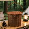 Cesto da Picnic in Rattan Intrecciato a Mano Design a Pizzo Cesto Portaoggetti Portatile in Vimini con Coperchio per Campeggio all'Aperto Regalo Decorazione per la Casa