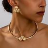 Women's Jewelry Set, Simple and Stylish Flower-Shaped Choker and Earrings, Suitable for Daily Wear and Gift-Giving