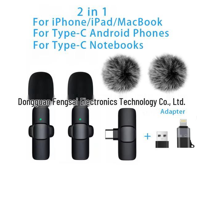K1K9 Wireless Lavalier Microphone K15 - Dual Mobile Live Streaming & Outdoor Recording Noise-Reducing Mic