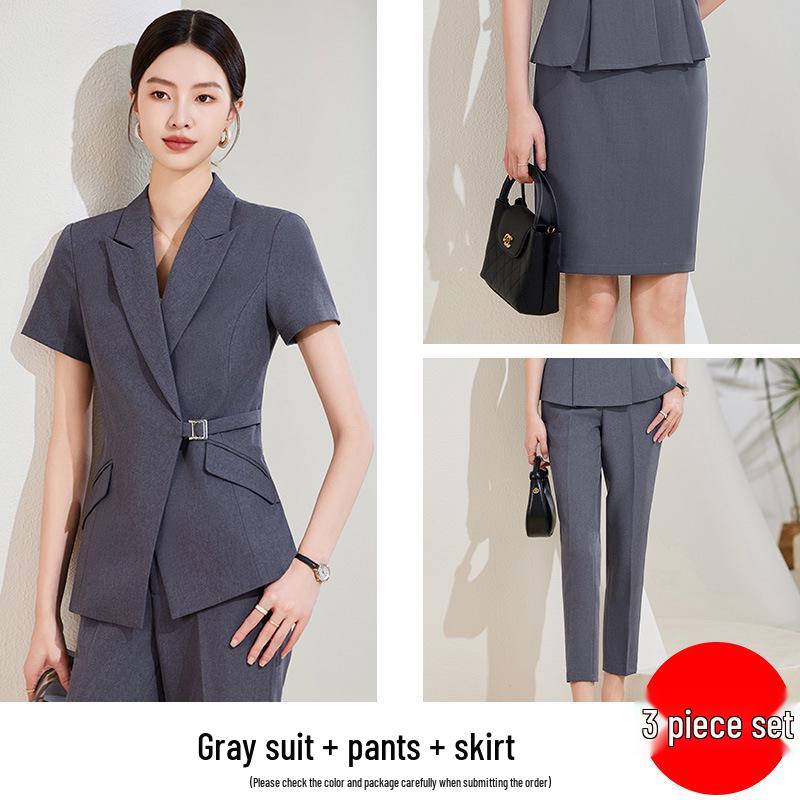 Set Costum Profesional de Vară pentru Femei - Îmbrăcăminte de Lucru High-End pentru Magazin de Bijuterii sau Magazin de Aur