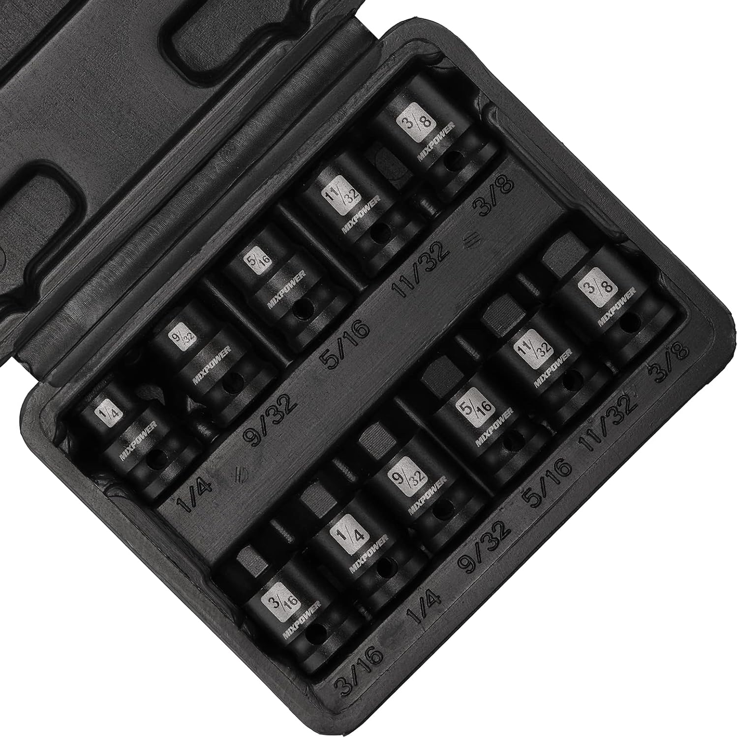 

Набор из 11 штук торцевых головок для свечей зажигания с приводом 3/8 дюйма, SAE, CR-MO, Конический наружный квадратный привод, Фаски на внутреннем квадратном приводе United States