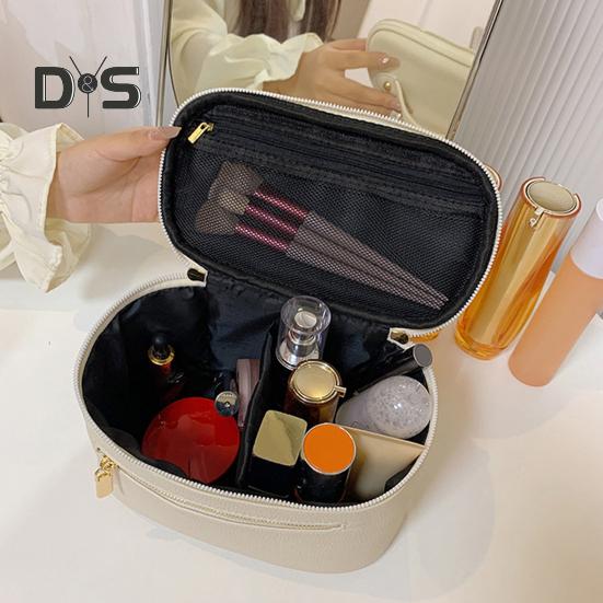 Bolsa de cosméticos, estojo de maquiagem com alça, grande capacidade, fecho de zíper, leve, portátil, bolsa de higiene pessoal para viagem