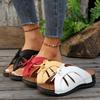 2024 Women's Plus Size Wedge Sandals: Fish Mouth Roman Slippers with Bow Decor & Thick Sole