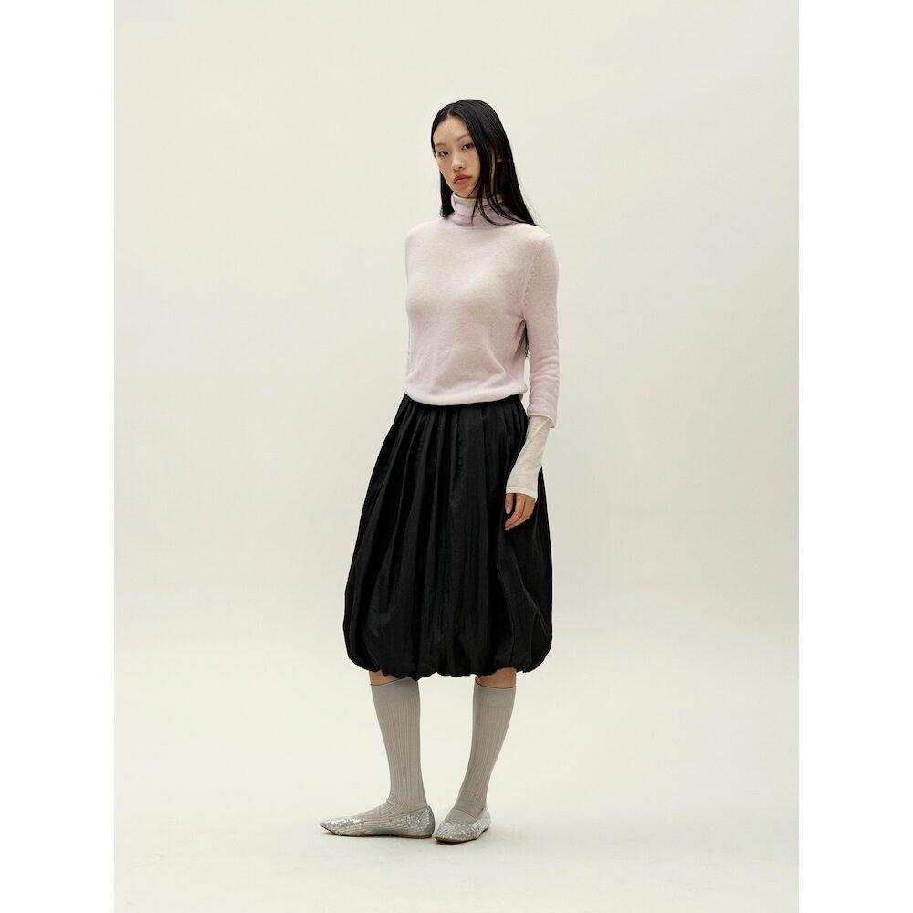 Anggae Balloon Padded Midi Skirt Black