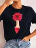 Maycaur New High Heel Wine Glasses Graphic Print T Shirt Women Funny Tshirts Casual White Short Sleeves Tops Tees Feamle Clothes