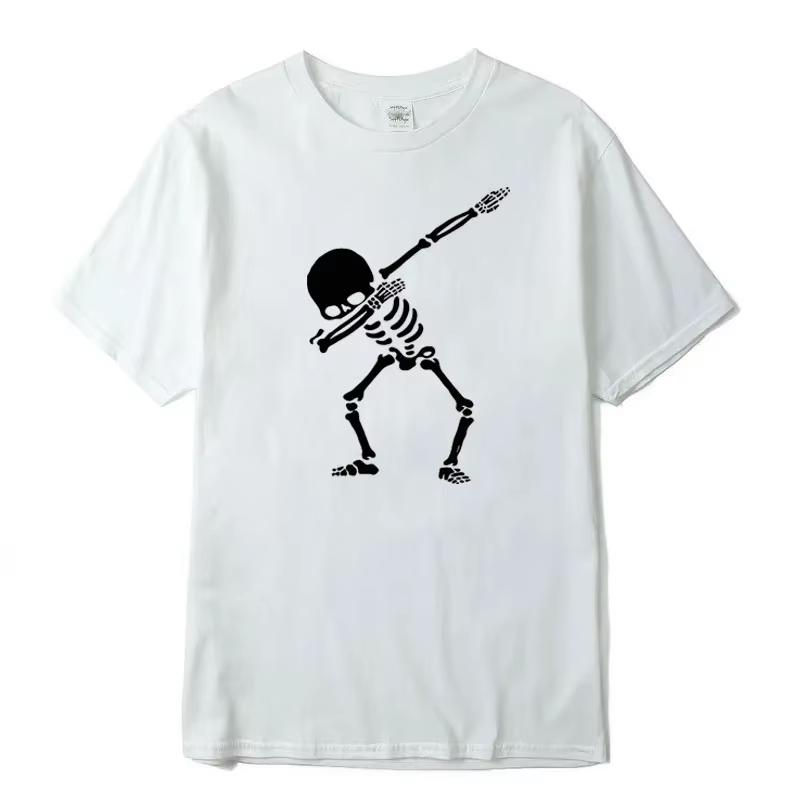 Funny Skull Design Print Unisexs Tshirt Loose Summer Casual ONeck Harajuku Graphic Tees Streetwear Heavyweight Male Tops Shirts