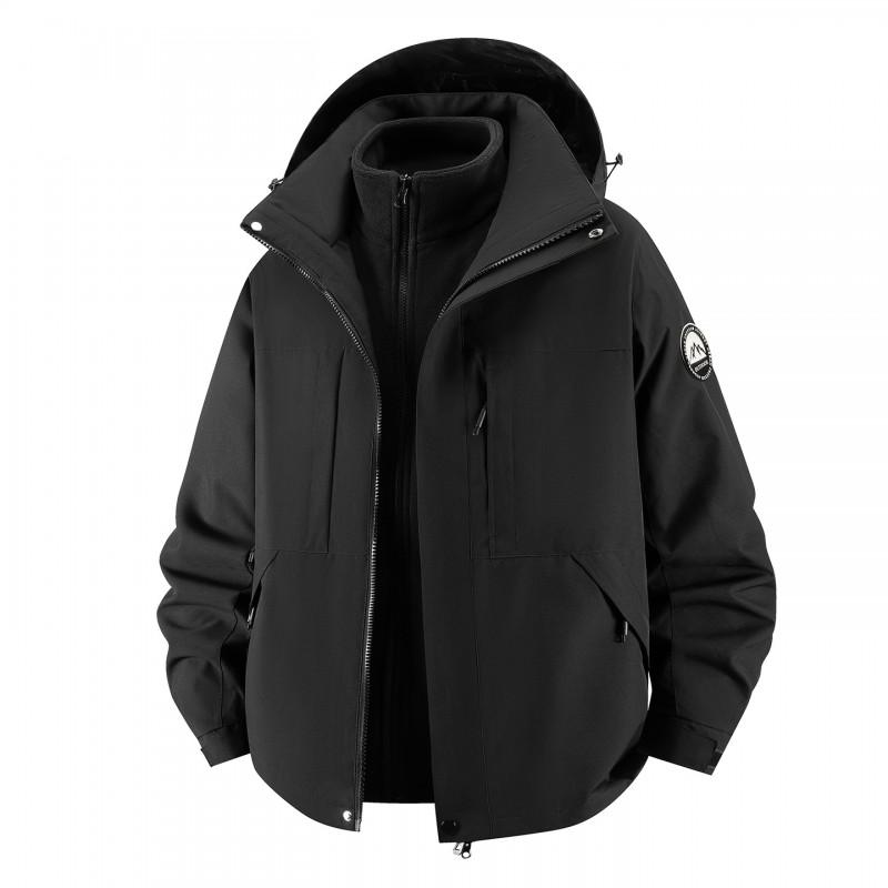 Men Women 3-in-1 Outdoor Waterproof Windproof Jacket With Detachable Down Inner Layer Hiking Camping Winter