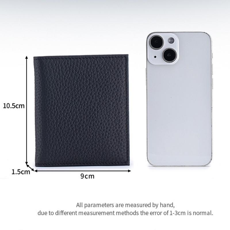 RFID Blocking Top Grain Leather Bifold Wallet for Women, Anti-Theft Ultra-Slim Short Wallet with Multi-Card Slots, Compact Purse