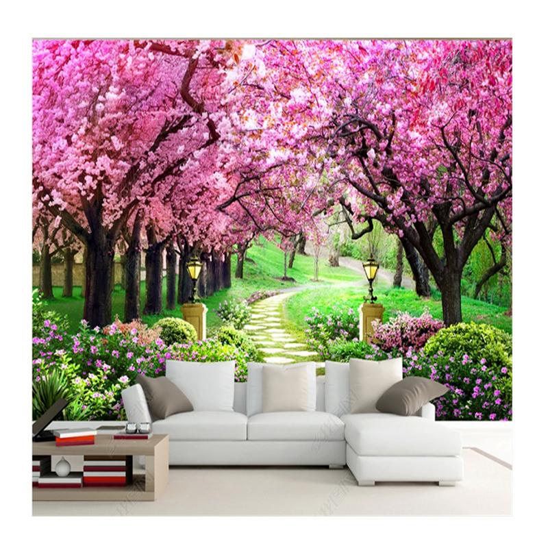 

Cherry Tree Forest Mural Garden Path Landscape Wallpaper For Living Room TV Background Wall Paper Home Decor 200 cm(W) x 140 cm(H)