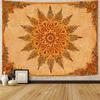 Bohemian Mandala Floral Tapestry | Flat Printed Large Retro Indian Style Orange Yellow Flower Wall Hanging For Bedroom Dorm