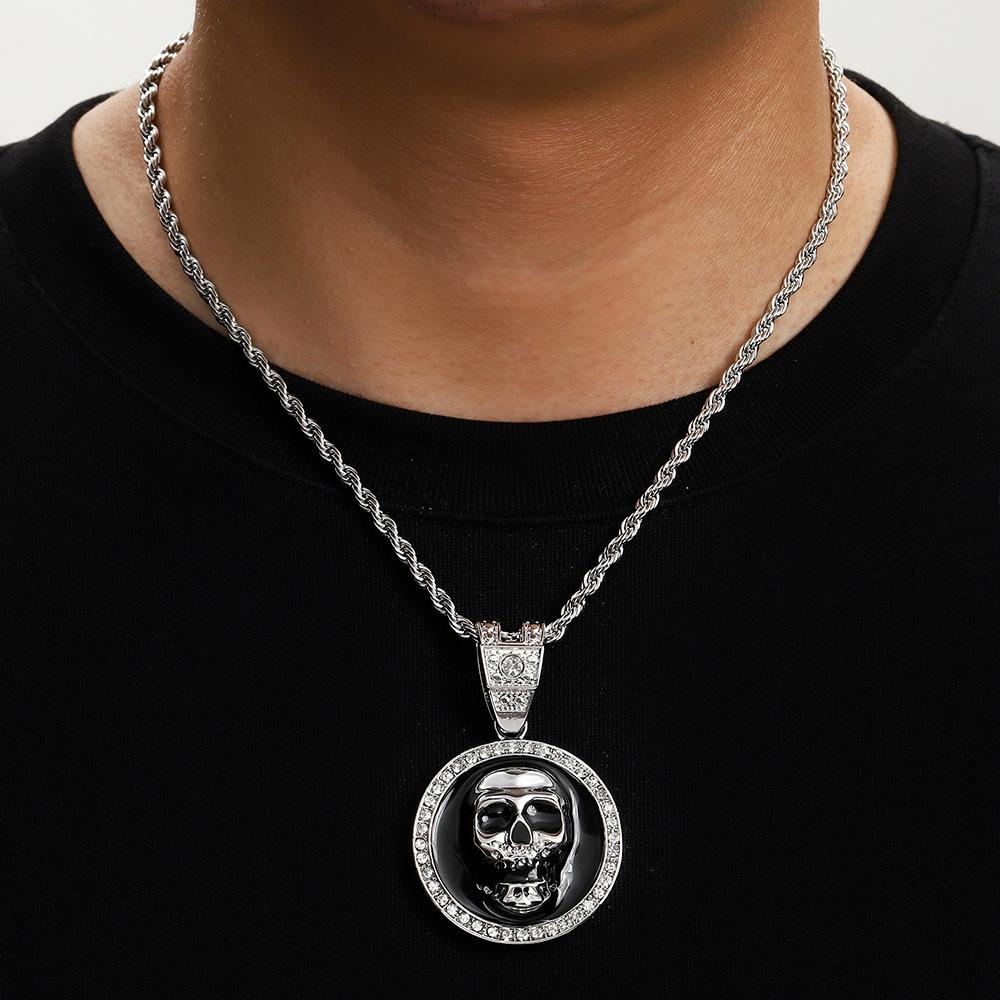 Drip Alloy Skull Pendant Domineering Cool Personality Trend Hip Hop Necklace Men'S Jewelry