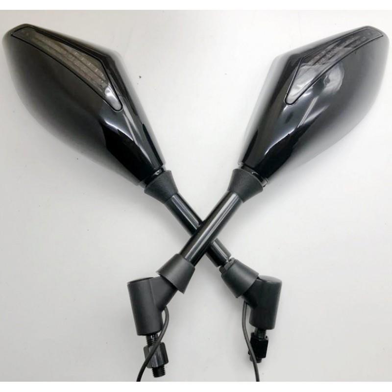 Universal Motorcycle Rearview Mirror With LED Lights Square Lens ABS PP Housing Touring Riding