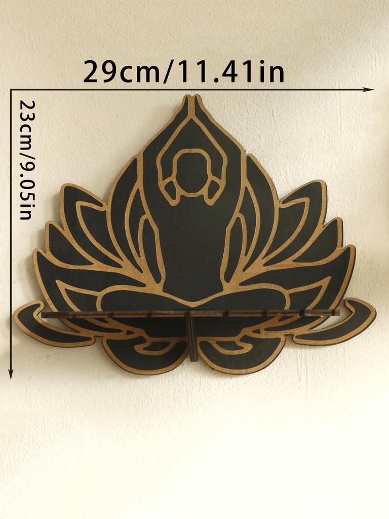 Lotus Ccrystal Shelf Display Black Wooden Wall Shelves Boho Floating Wall Shelf for Bedrooms Offices Living Room Aesthetic Gift