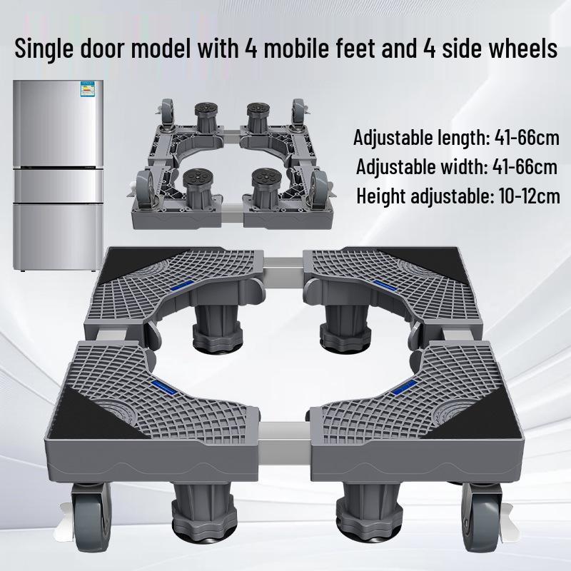 Adjustable Appliance Base Stand: Mobile, Ventilated, Moisture-Proof Refrigerator & Washer Rack