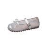 Soft-soled Mesh Yarn Breathable French Square Head Hollow Woven Single Shoes Women's 2025 New Summer Square Head Flat Bottom One-word Buckle