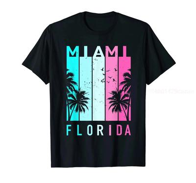 100% Cotton Retro Miami Florida Beach Souvenir T-Shirt MEN WOMEN UNISEX T Shirts Size S-6XL
