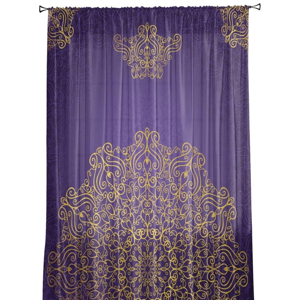 Arabian Purple Islam Tulle Curtains for Living Room Print Sheer Voile Curtain Bedroom Window Screening Drapes Blinds Home Decor