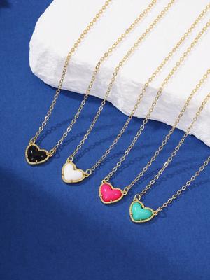 Minimalist Heart-Shaped Pendant Necklace, Copper With Micro-Inlaid Zirconia, Fashionable Design, Suitable For Girlfriend Gift, Christmas Gift