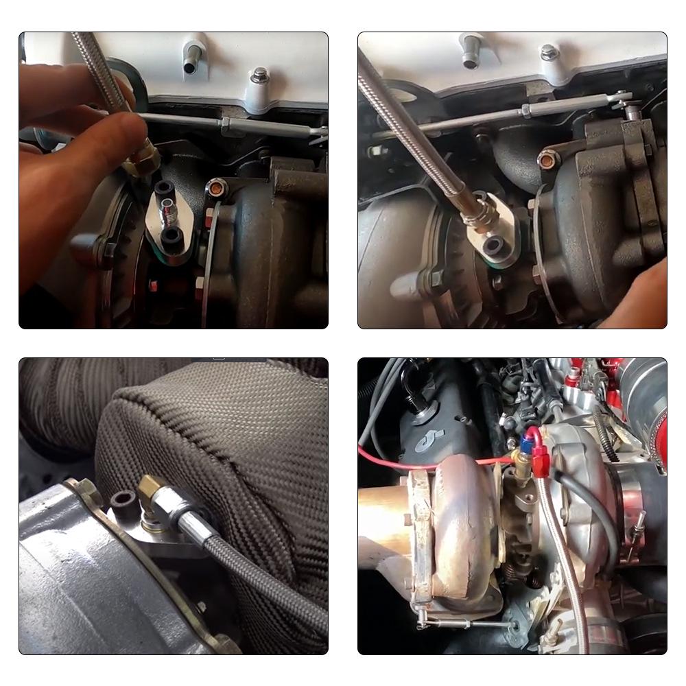 AN4 Turbocharger Oil Pipe Flange Adapter for T3/T4 - Modified Auto Parts